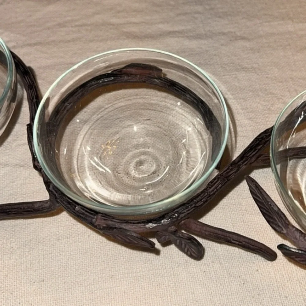 NEW Pottery‎ Barn Metal Branch Condiment Snack Bowls Server Set